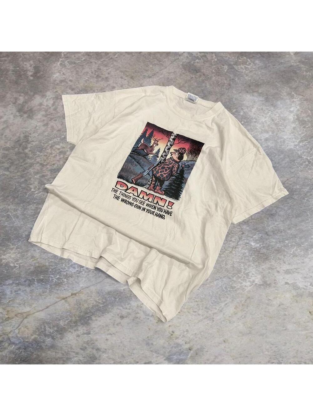 Hanes Men's White and Cream Tshirt